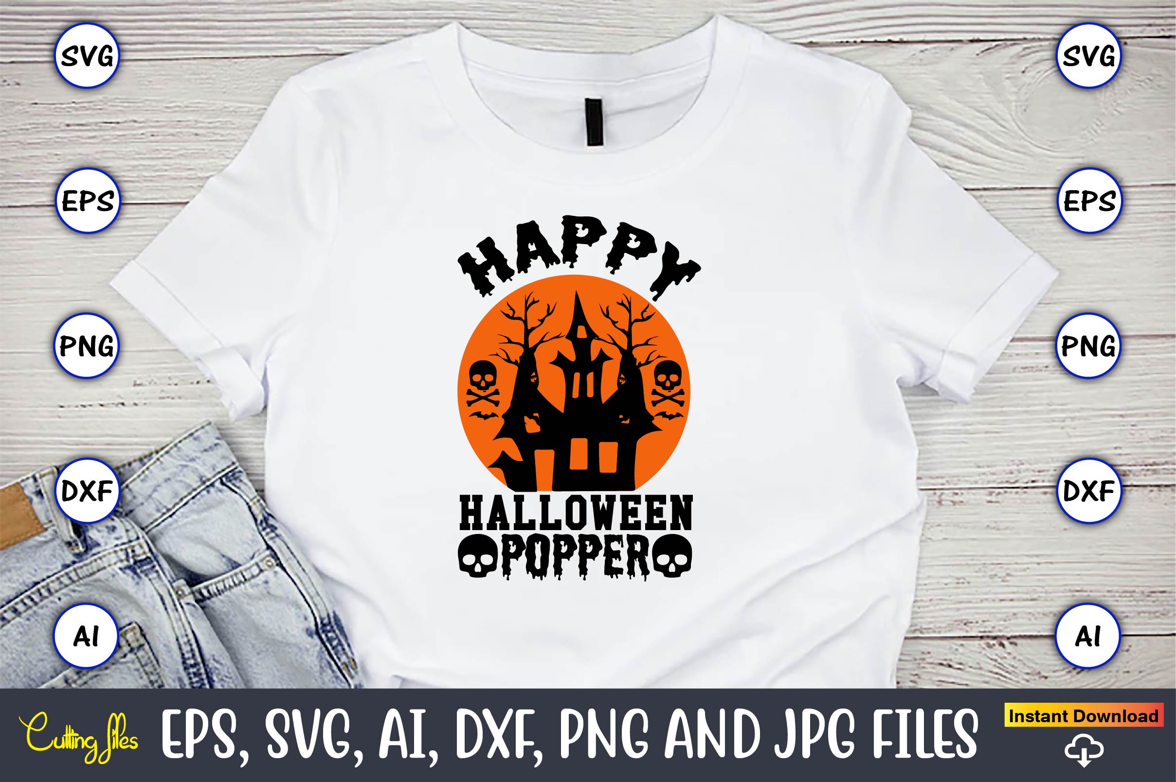 Happy Halloween SVG T-Shirt Design Bundle preview image.