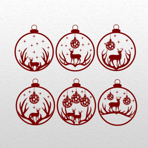 Pack of unique images of Christmas ornaments with the image of deer