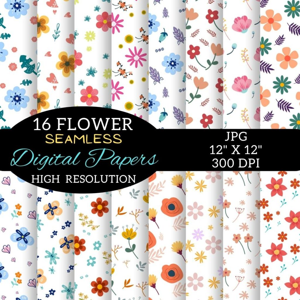 Flowers Digital Paper, Flowers Seamless - MasterBundles
