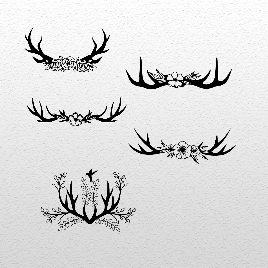 Pack of black adorable images of deer antlers