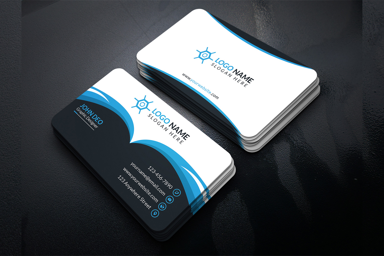 Creative Business Card Design Template preview image.