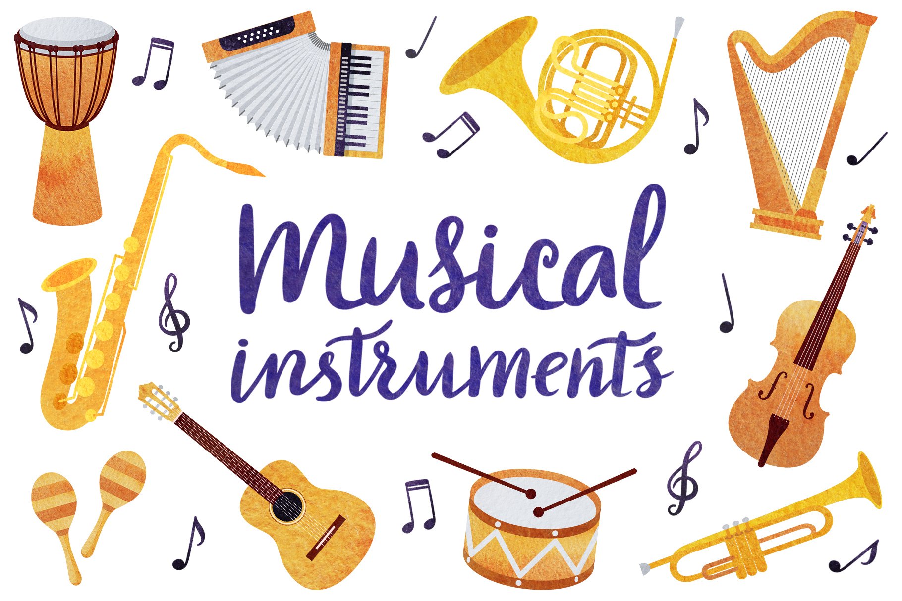 Colorful musical instruments.