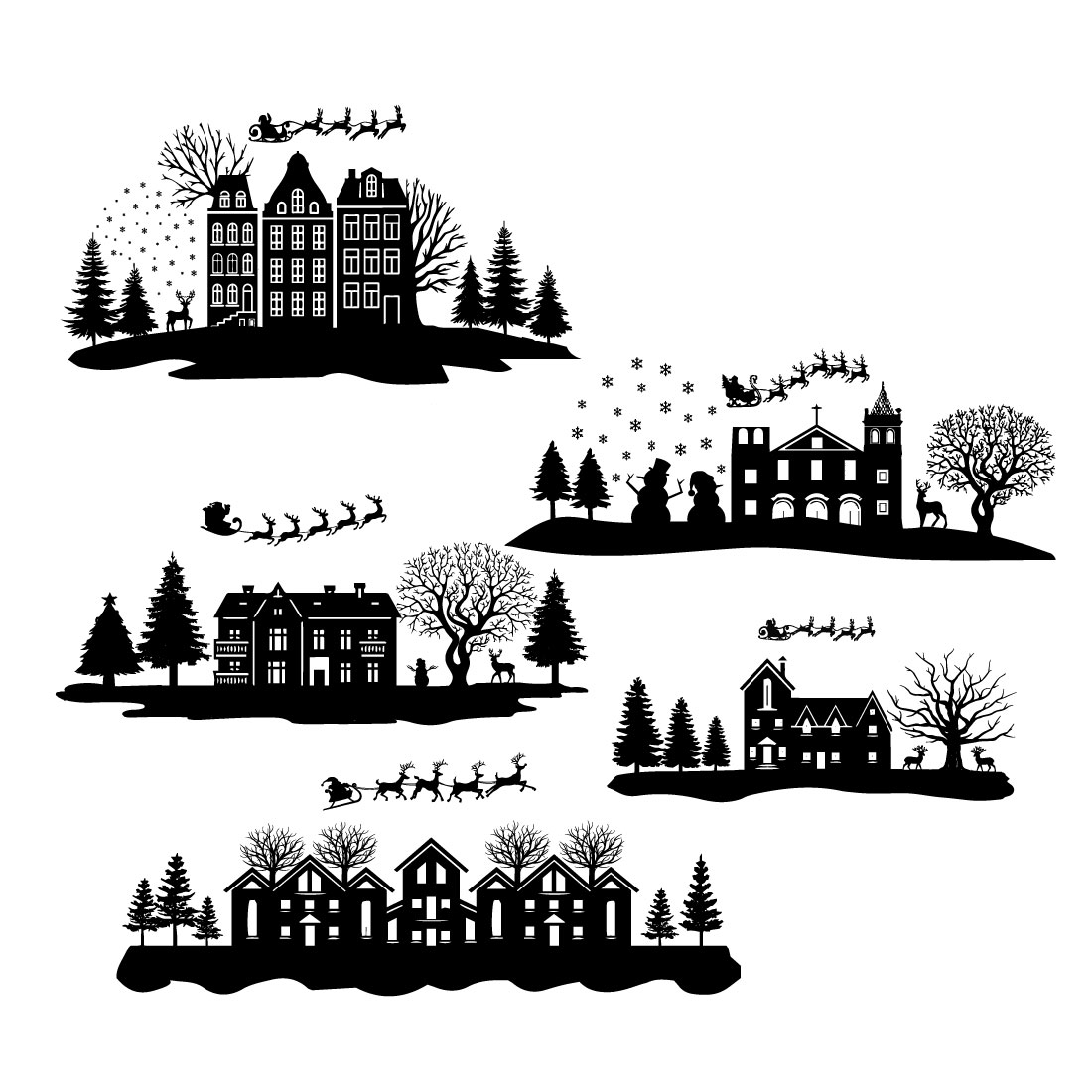 Christmas Big Village House SVG Bundle cover image.