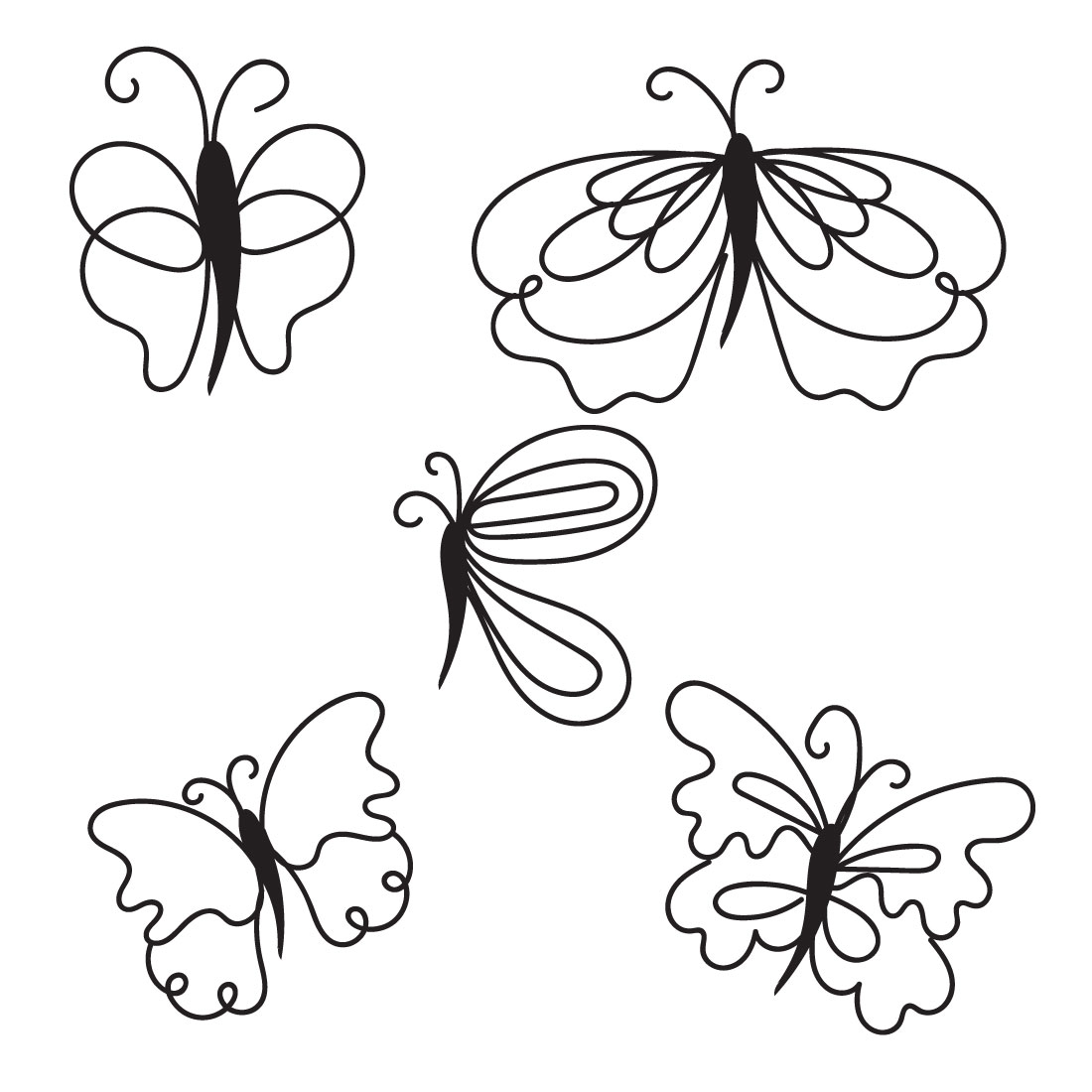 Set of four butterfly designs.