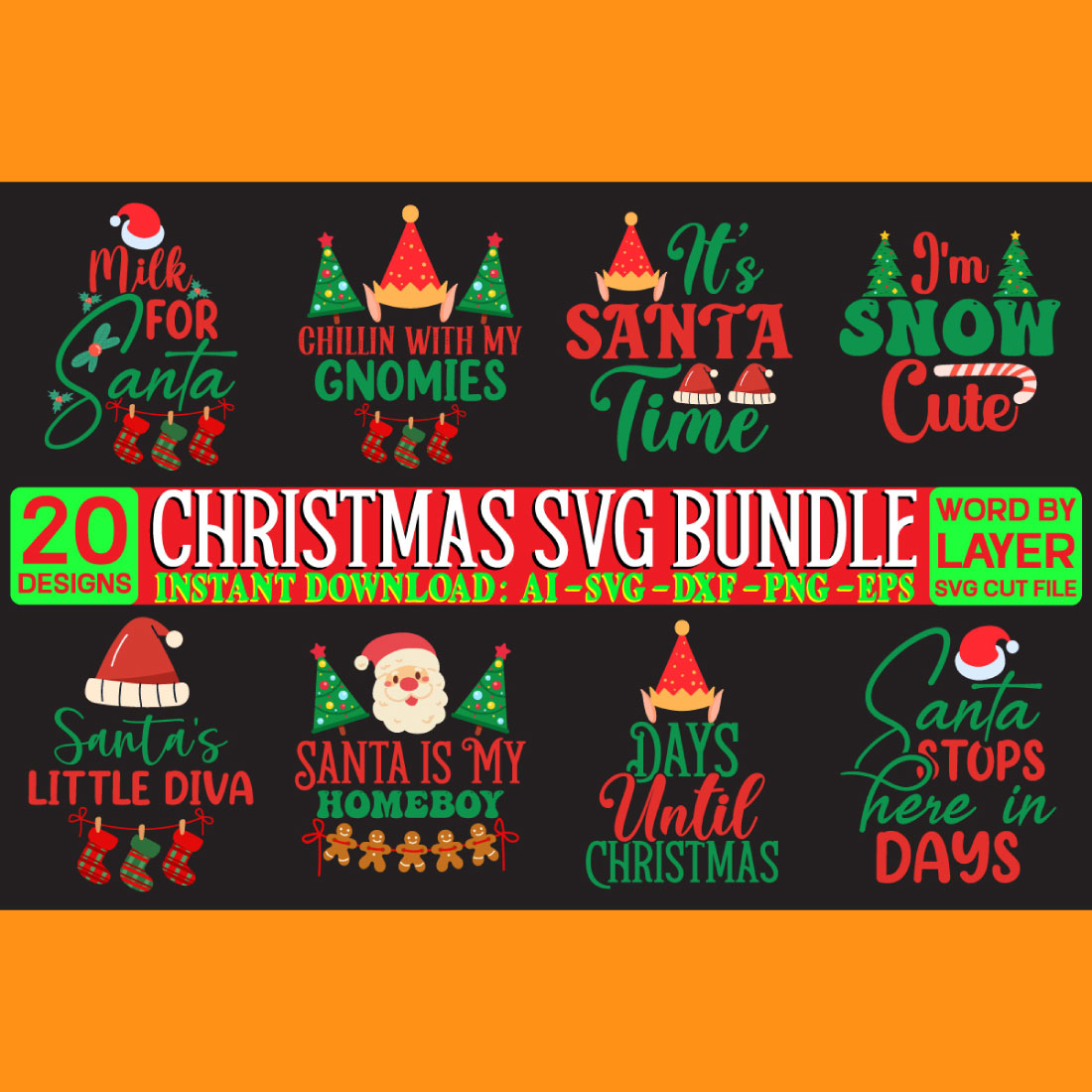 Christmas SVG Bundle main cover.