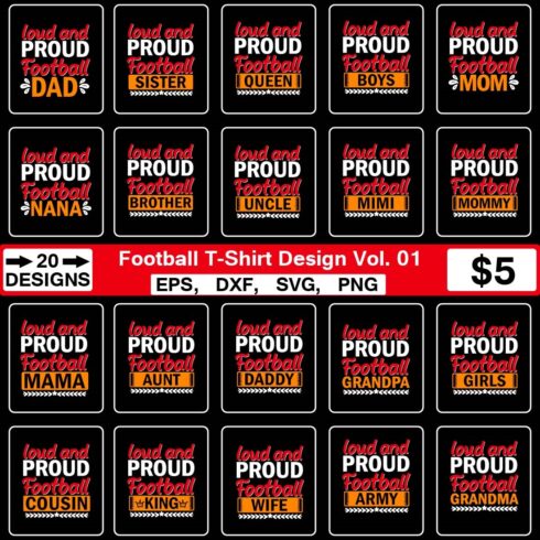 T-shirt Football Typography Design Bundle cover image.