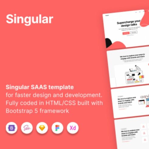 Singular SAAS Website Template with Bootstrap cover image.