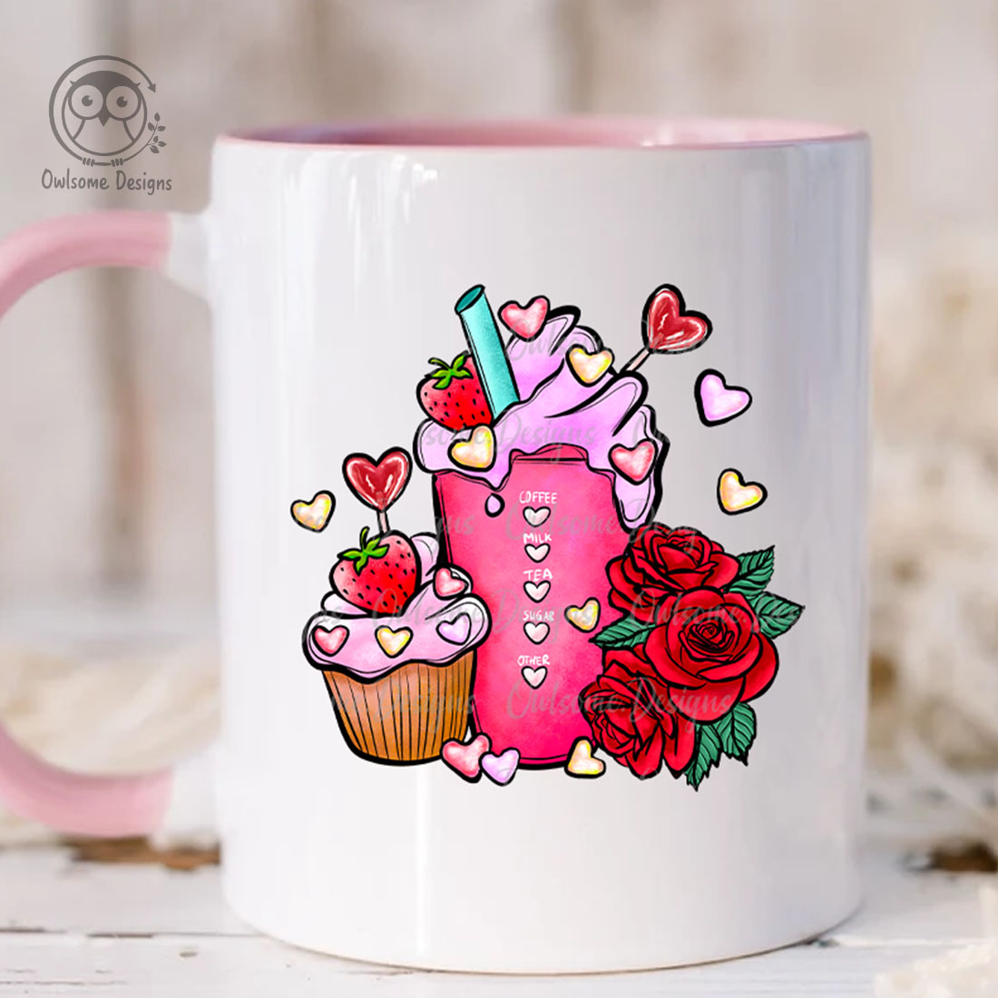 Coffee Love Valentine Sublimation PNG Design preview image.