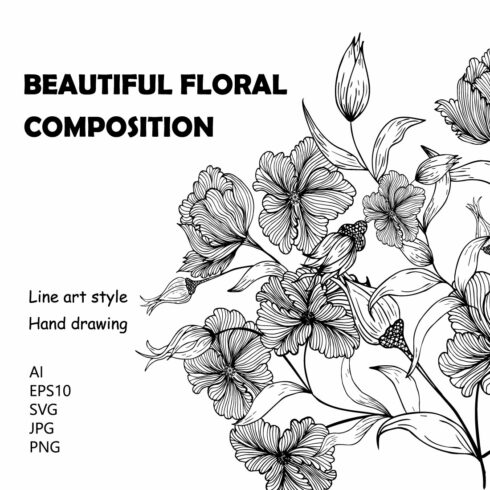 Floral Arrangement in the Style of Line Art main cover.