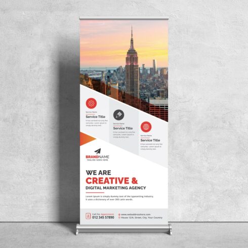 Image of corporate roll up banner with unique design