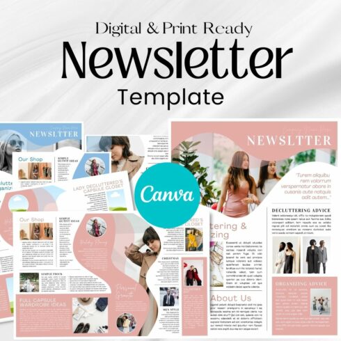 Canva Newsletter Template Fashion main cover.
