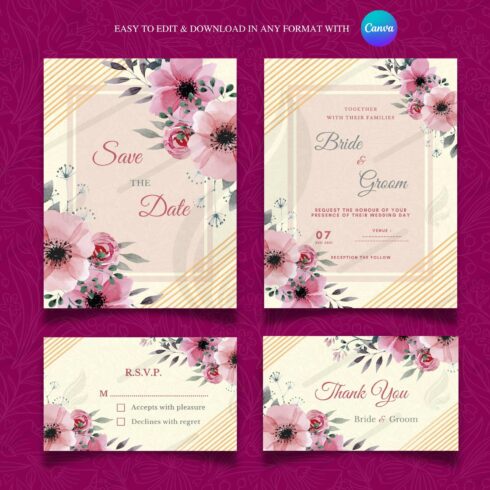 Abstract Wedding Card Template Canva cover image.