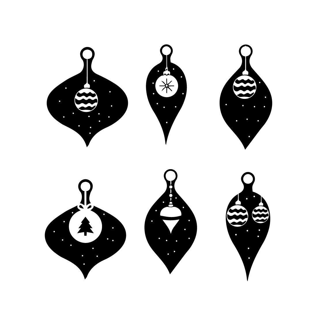 Pack of black adorable images of Christmas decorations
