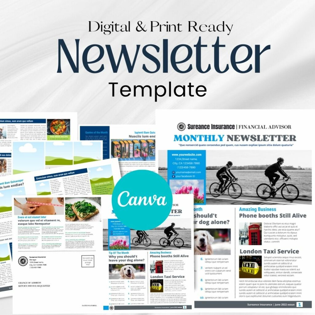 Canva Newsletter Template Financial and Business MasterBundles