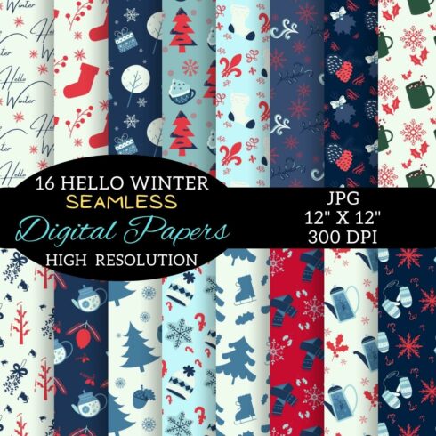 Winter Digital Paper Patterns Design cover image.