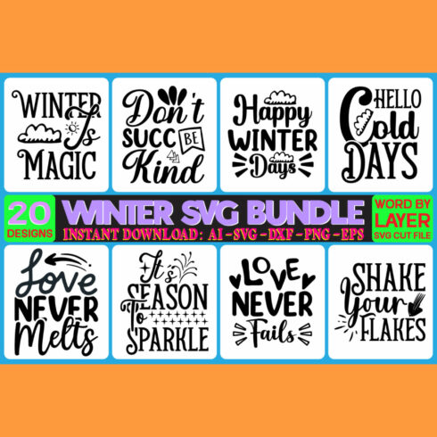 Winter SVG Design Bundle cover image.