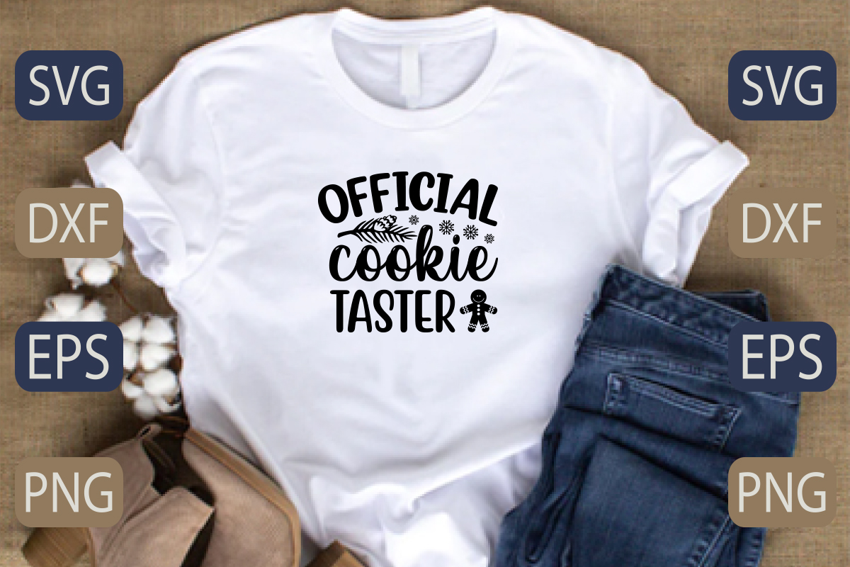 T-shirt Typography Christmas Official Cookie Taster SVG Design Bundle preview image.