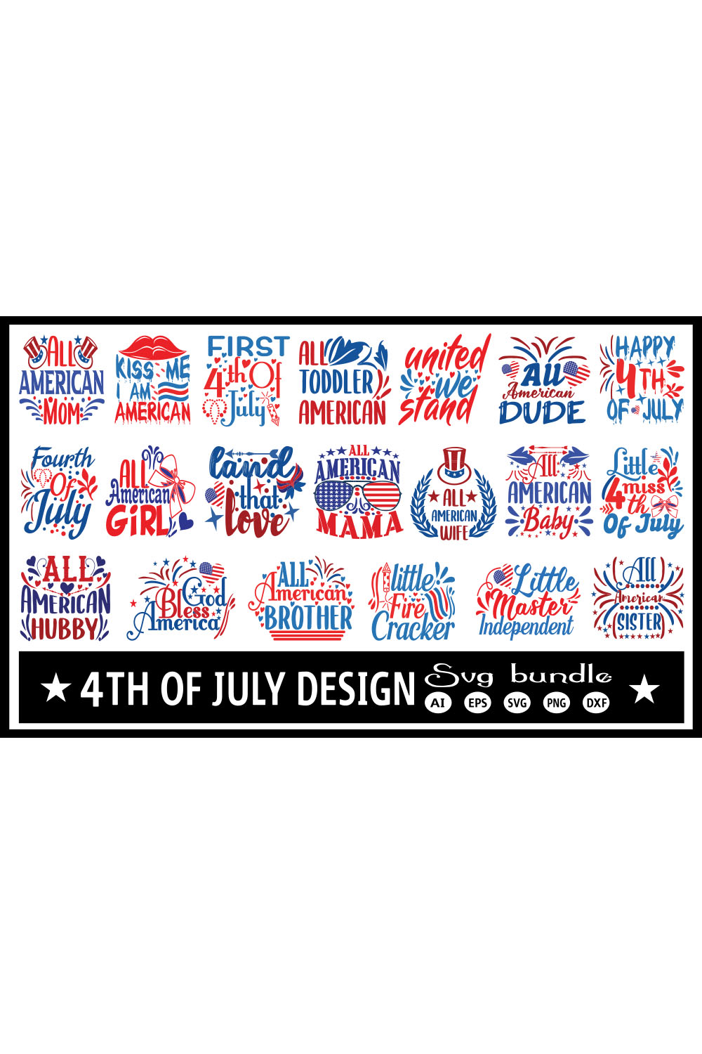 4th of July SVG Design pinterest image.