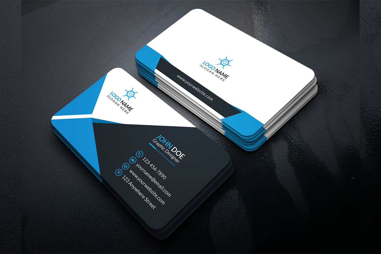 Corporate Business Card Design Template preview image.