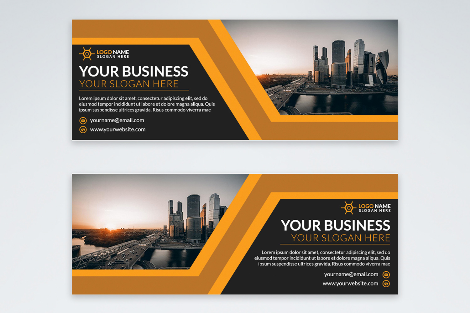Corporate Facebook Cover Template orange color preview.