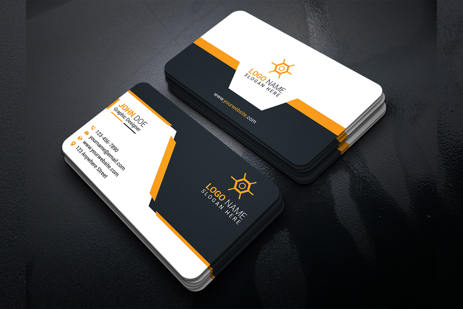 Business Card Corporate Orange AccentDesign Template preview mage.