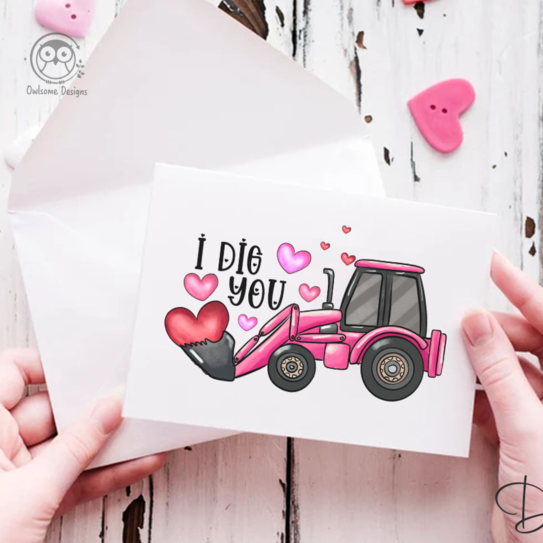Funny Excavator Valentine PNG Sublimation preview image.