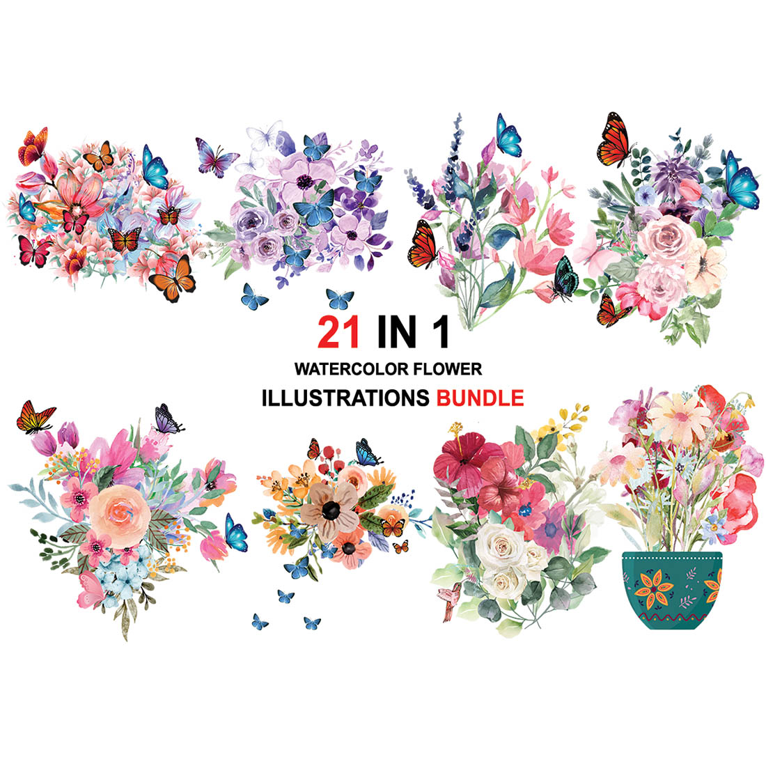 Watercolor Flower Illustrations ain cover.