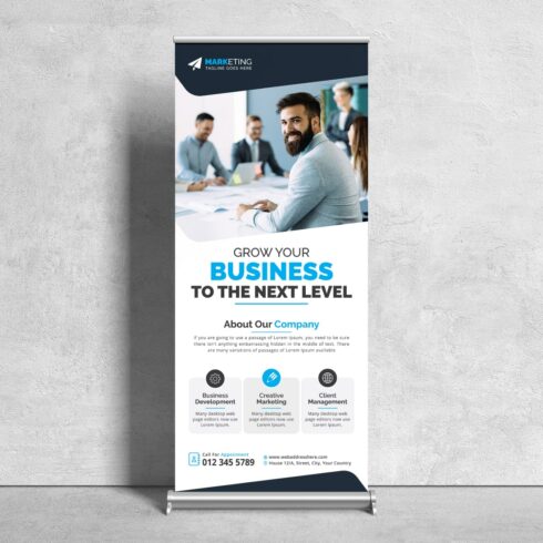 Image of corporate roll up banner in amazing blue design