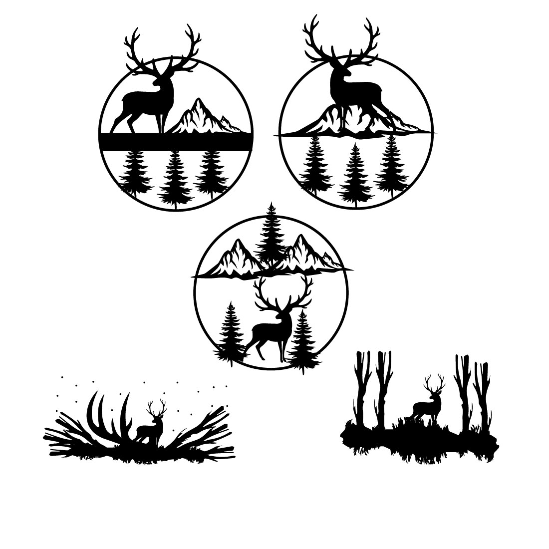 Compilation of black marvelous images of deer