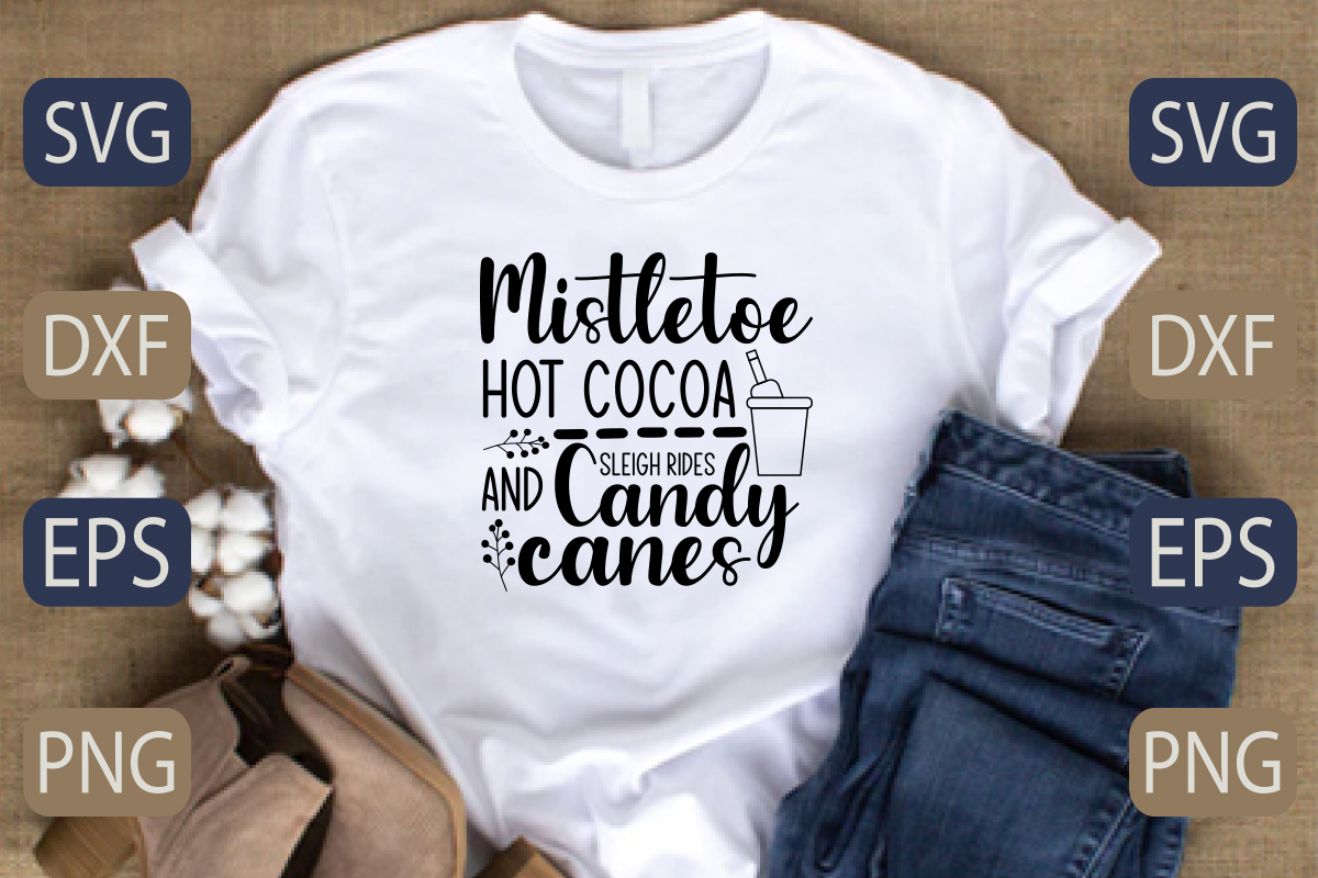 T-shirt Typography Christmas Hot Cocoa SVG Design Bundle preview image.
