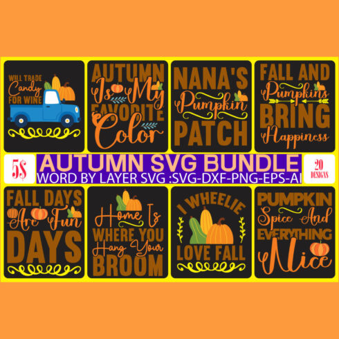 Autumn SVG Quotes Design Bundle cover image.