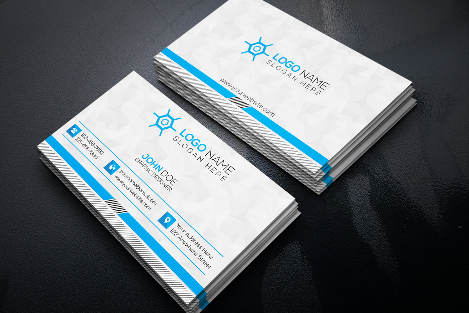 Clean And Modern Business Card Design Template blue color preview.