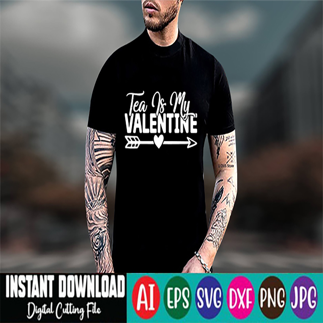 Tea Is My Valentine T-Shirt Design main cover.