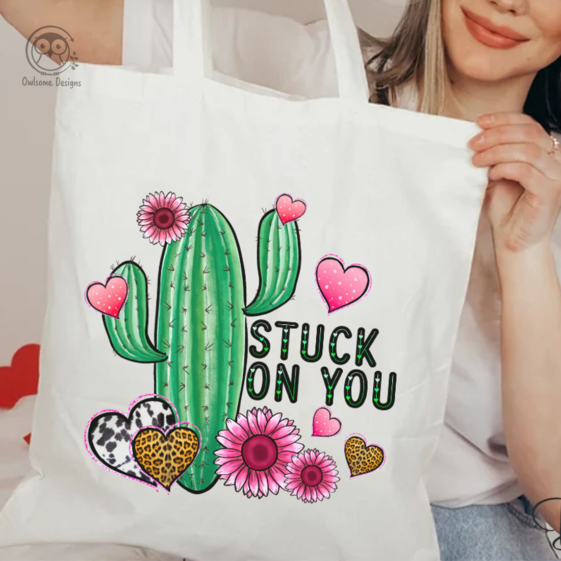 Funny Cactus Valentine PNG Sublimation preview image.