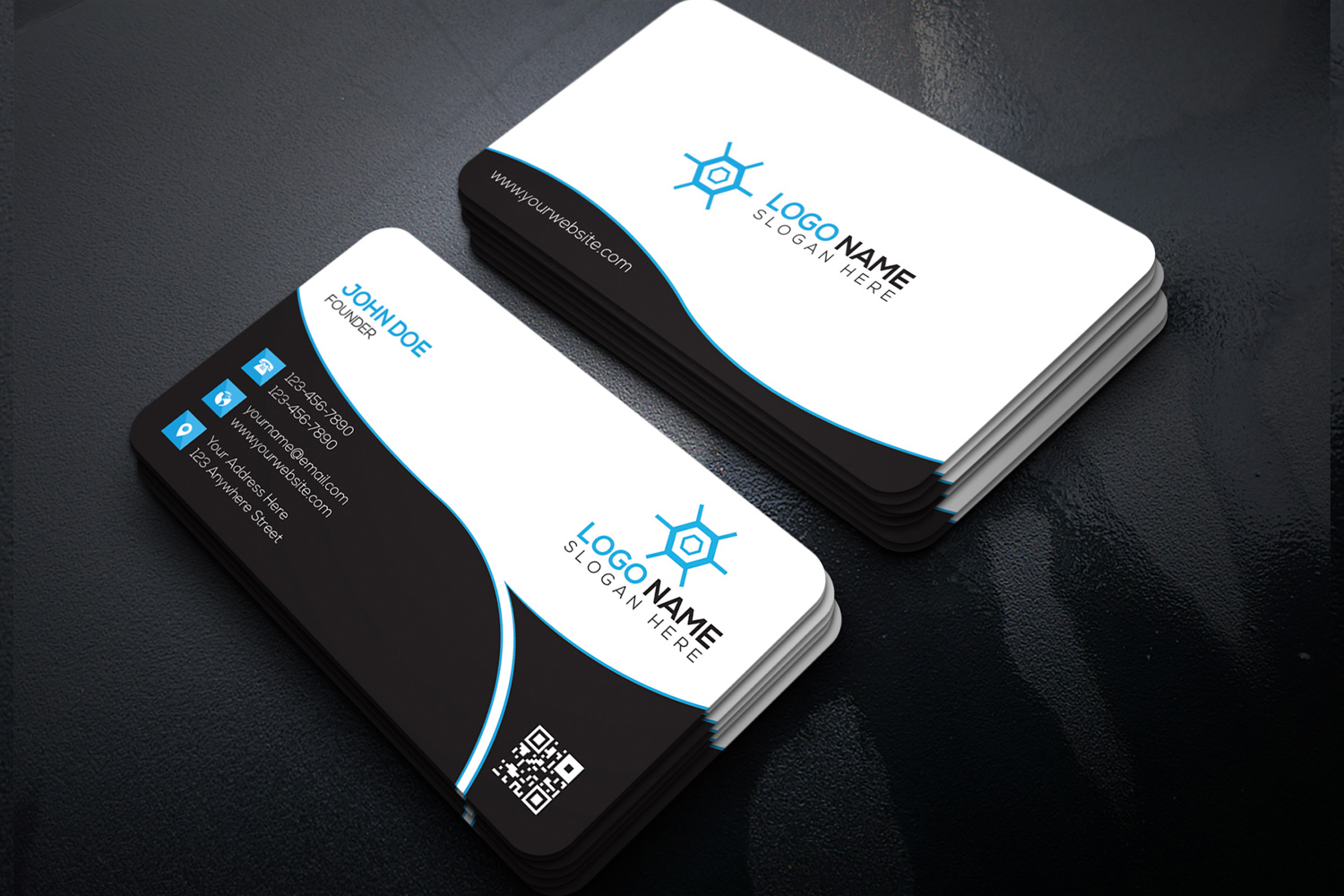 Modern Business Card Design blue preview.