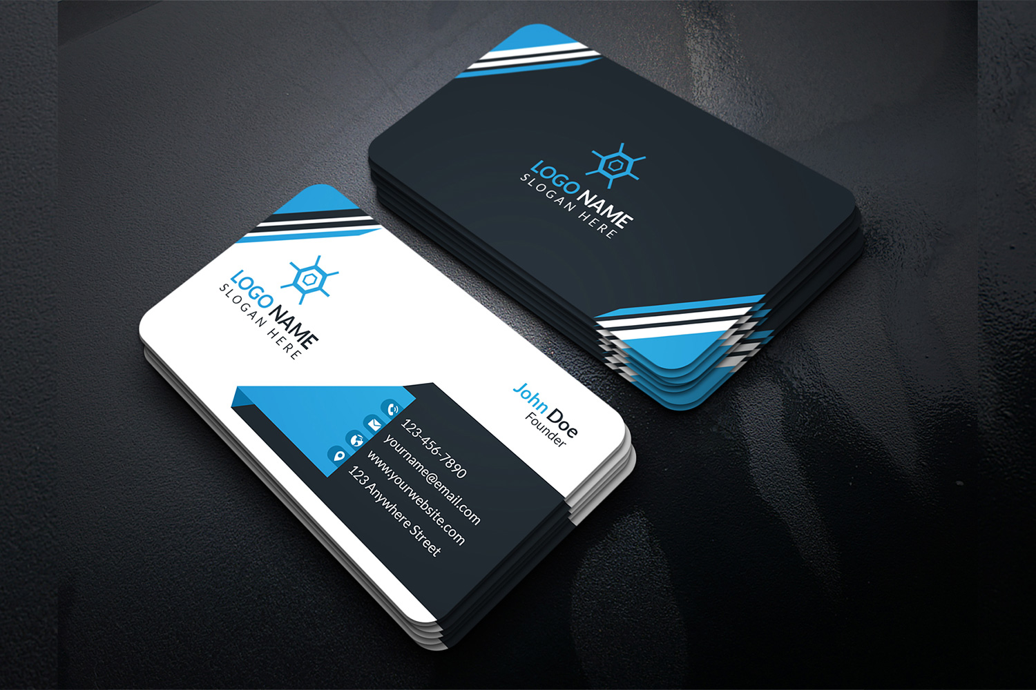 Professional Business Card Design Template blue preview.