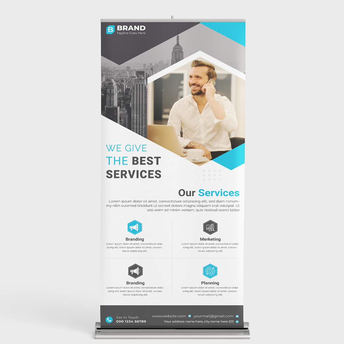 Business Corporate Rollup Banner Bundle Blue Accent Design preview image.