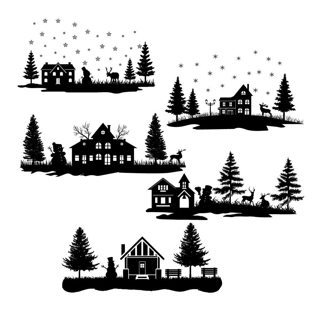 Collection of amazing images of Christmas houses silhouettes