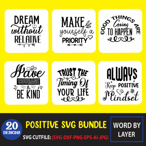 Positive SVG Bundle main cover.