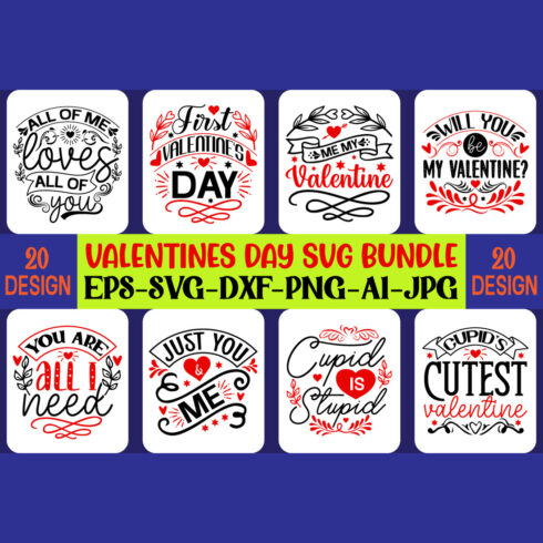 Valentines Day Quotes SVG Design Bundle cover image.
