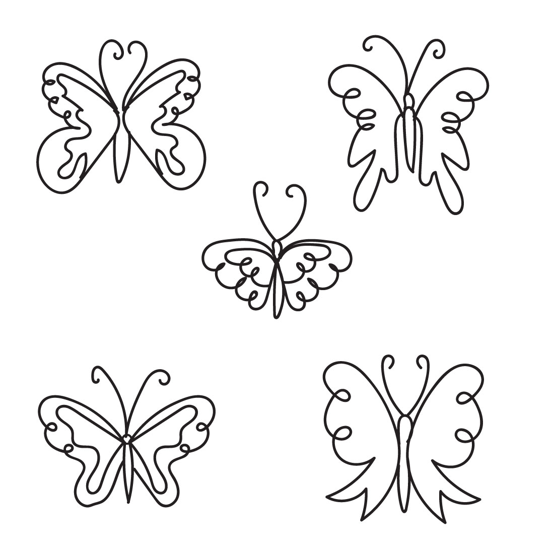 Set of four different butterflies.