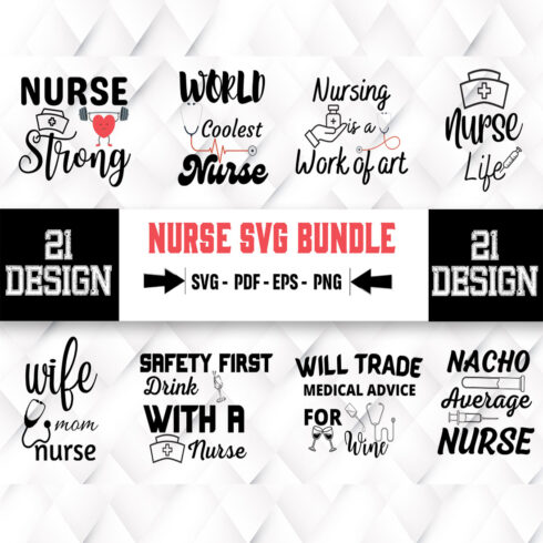A set of wonderful images for prints on the theme of a nurse