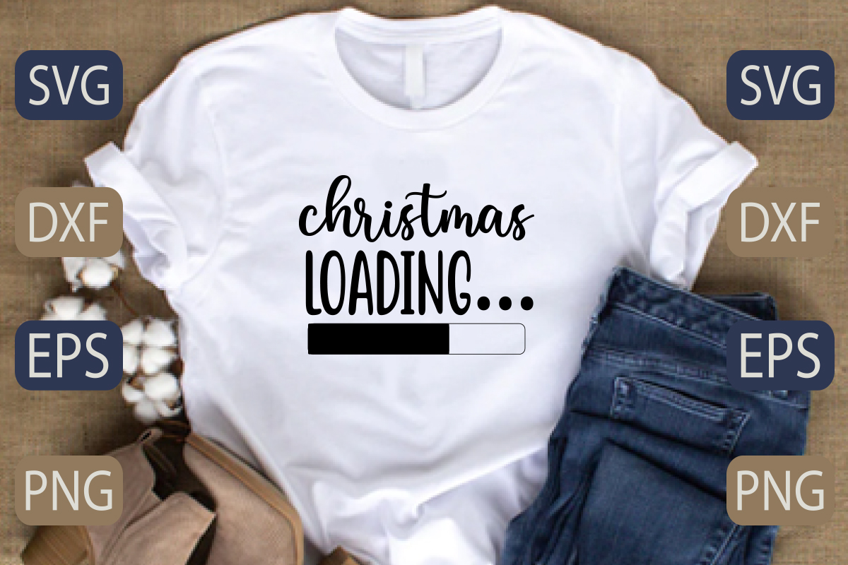 T-shirt Typography Christmas Loading SVG Design Bundle preview image.