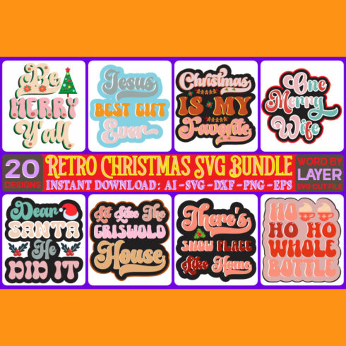 Christmas SVG Retro Design Bundle cover image.
