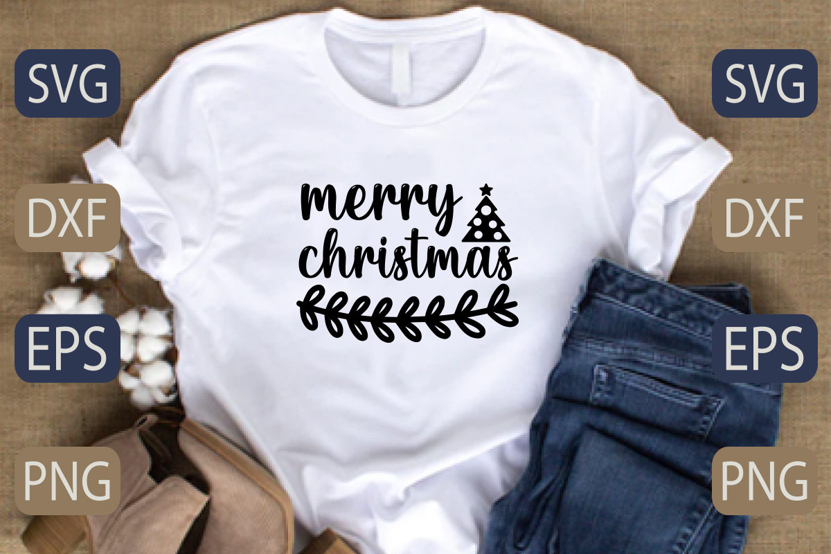 T-shirt Typography Merry Christmas SVG Design Bundle preview image.