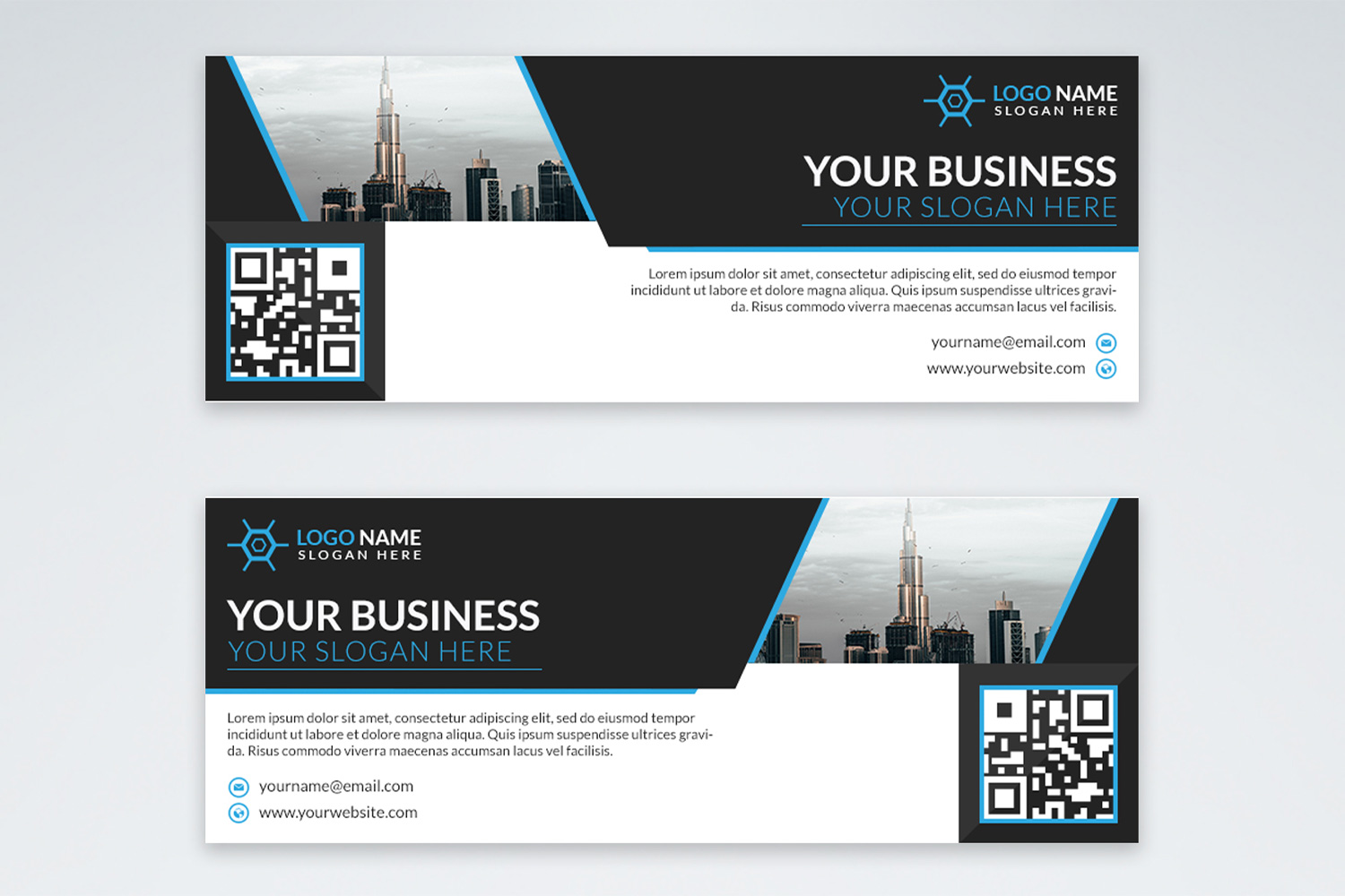 Professional Facebook Cover Template with blue color.