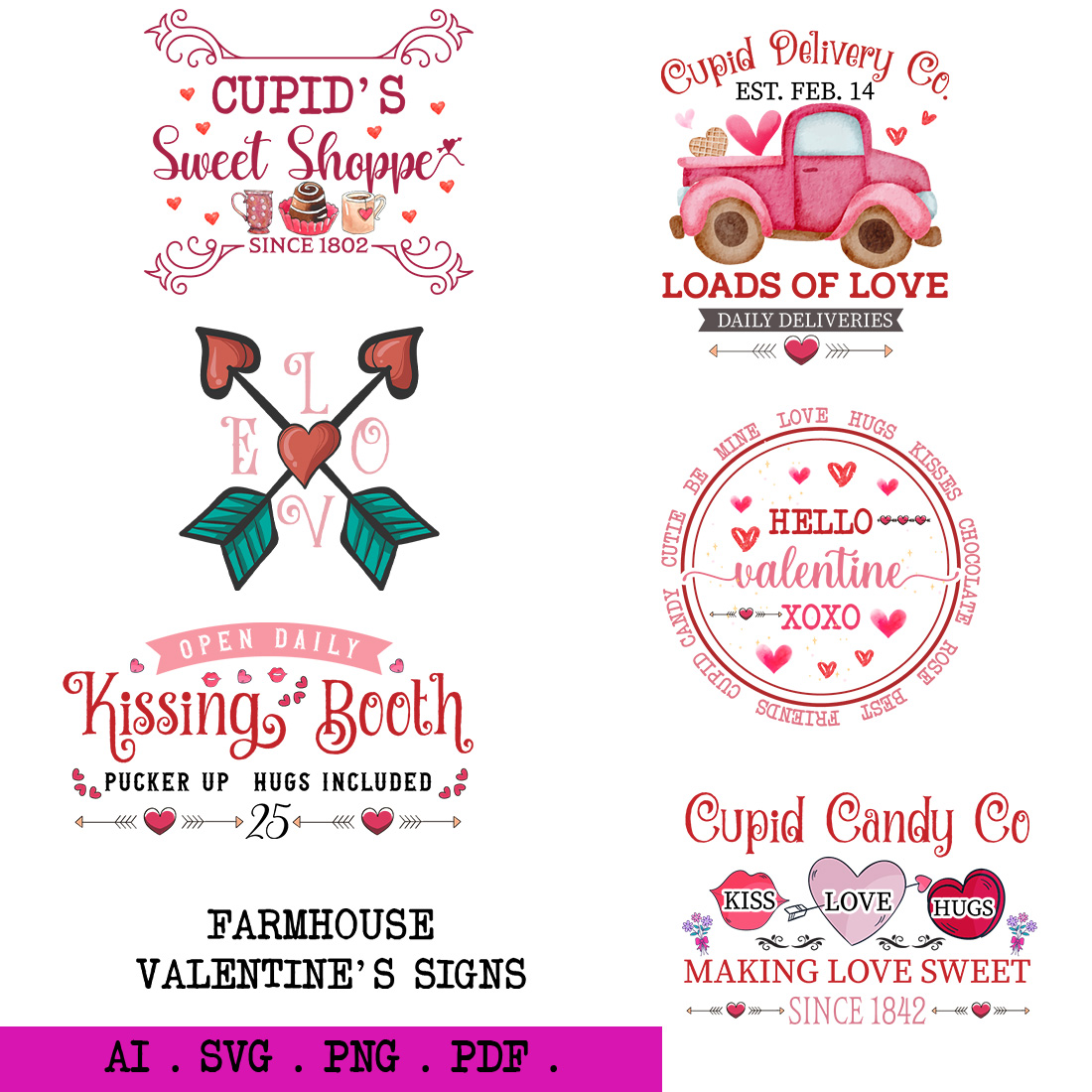 Valentine Sign Svg Bundle main cover.