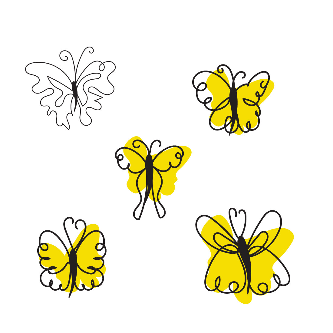 Butterfly Liner Art Flat Illustration cover image.