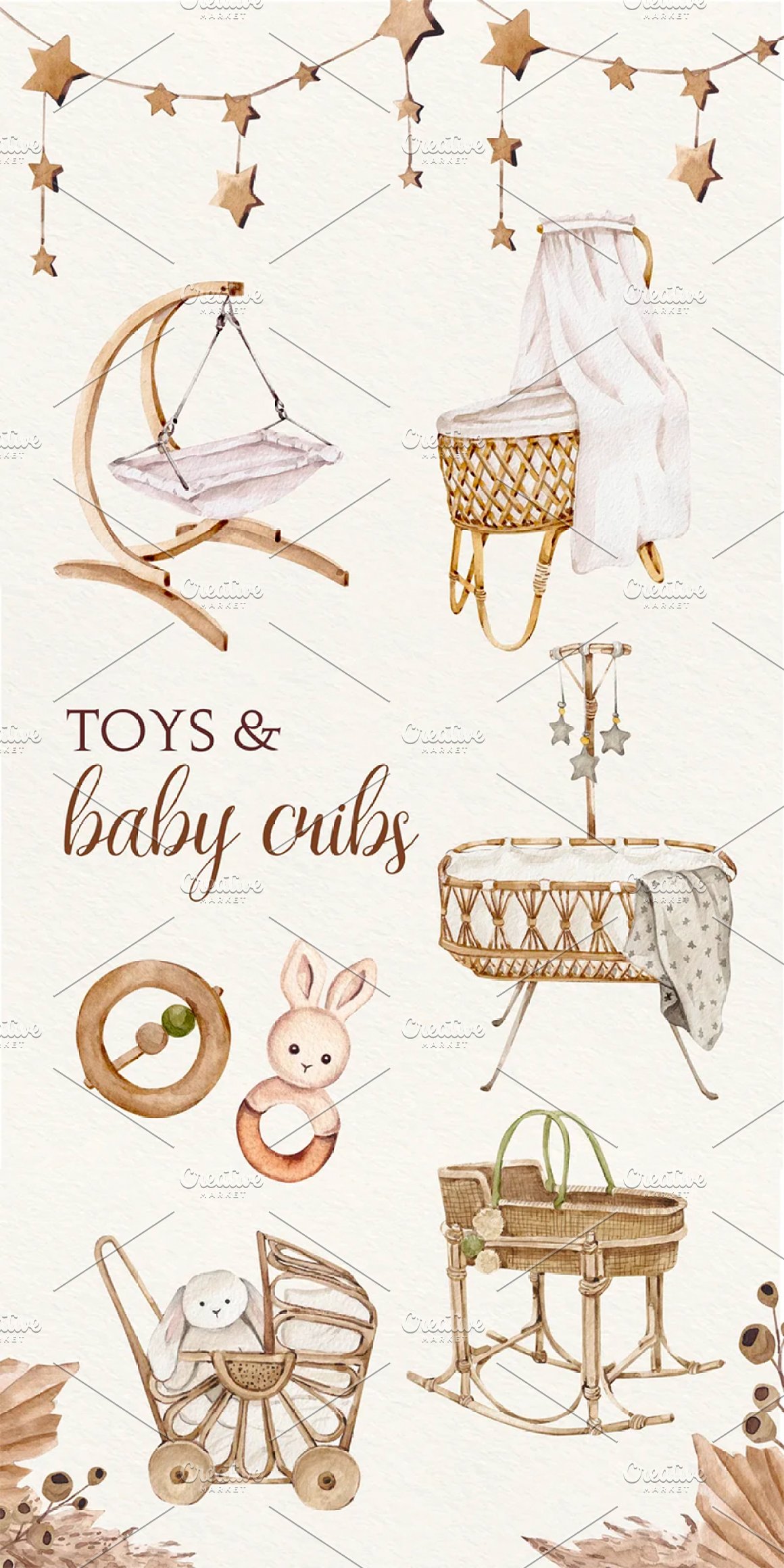 Toys and baby cribs.