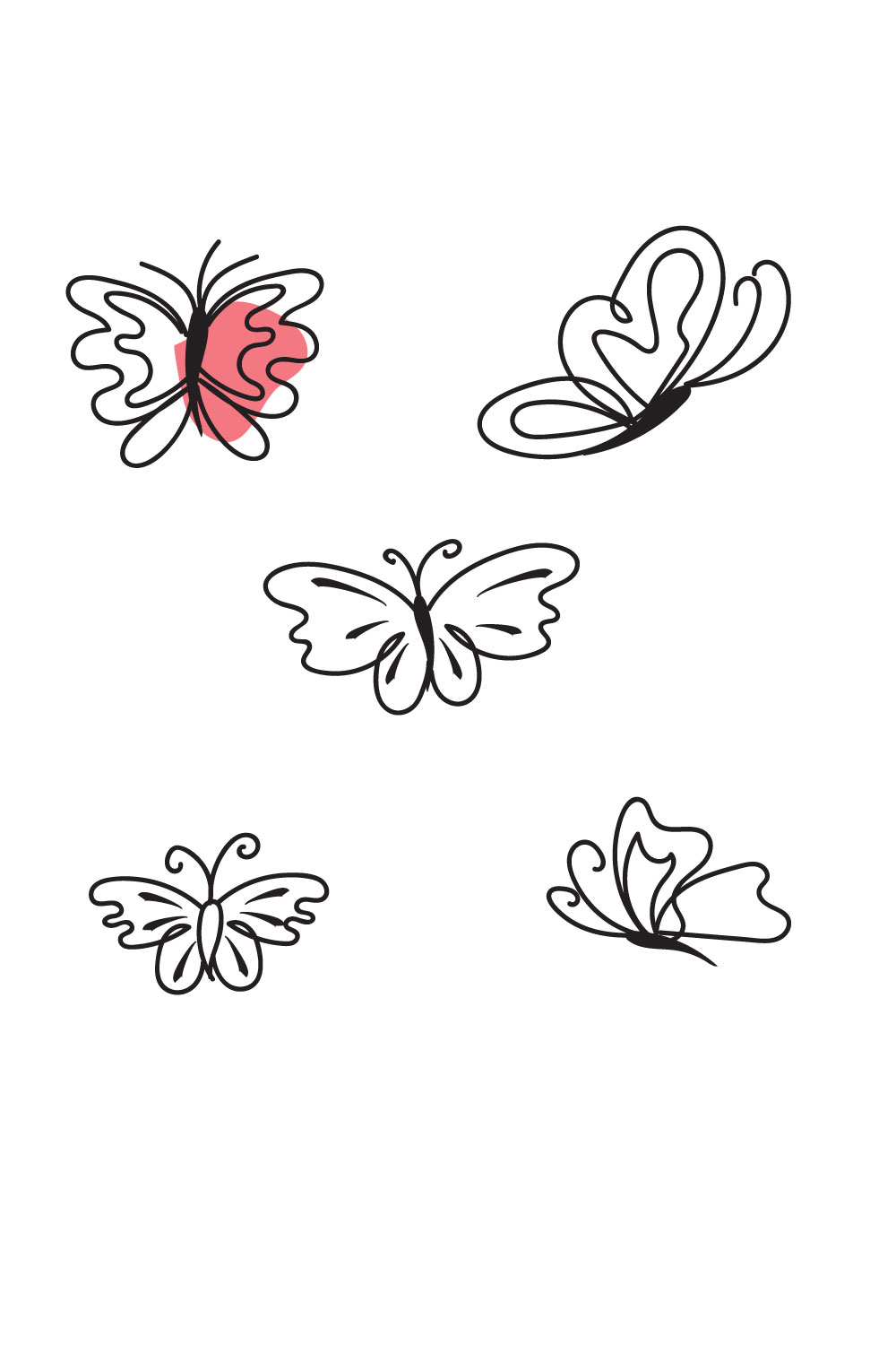 Drawing of three butterflies flying in the air.